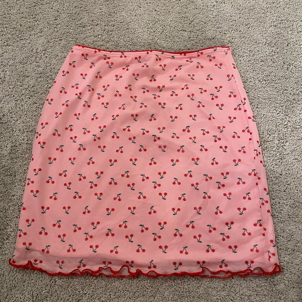 Adika Pink Cherry Pattern Pencil Skirt